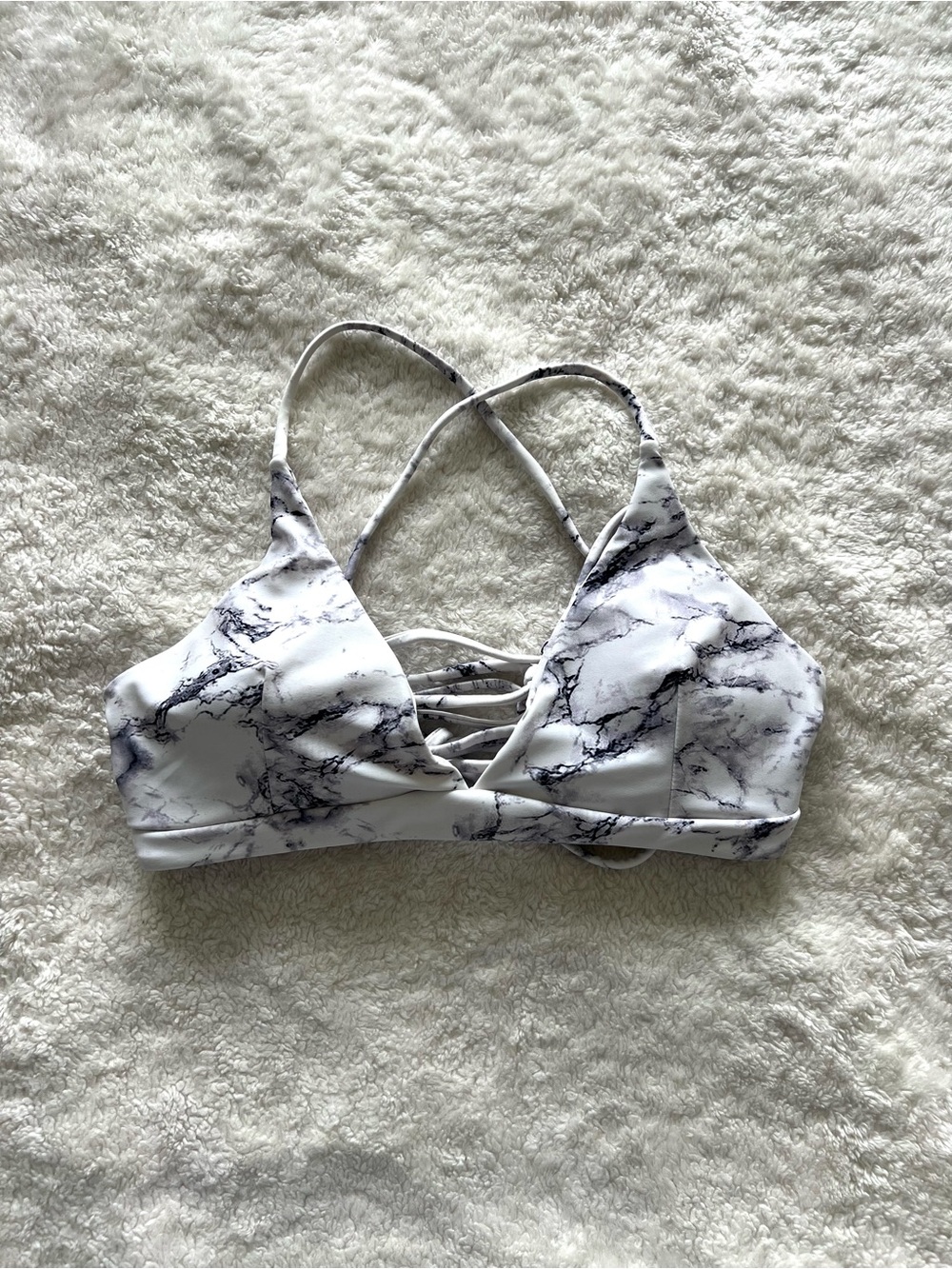 Zaful Marble Print White Black Bikini Top Size Small